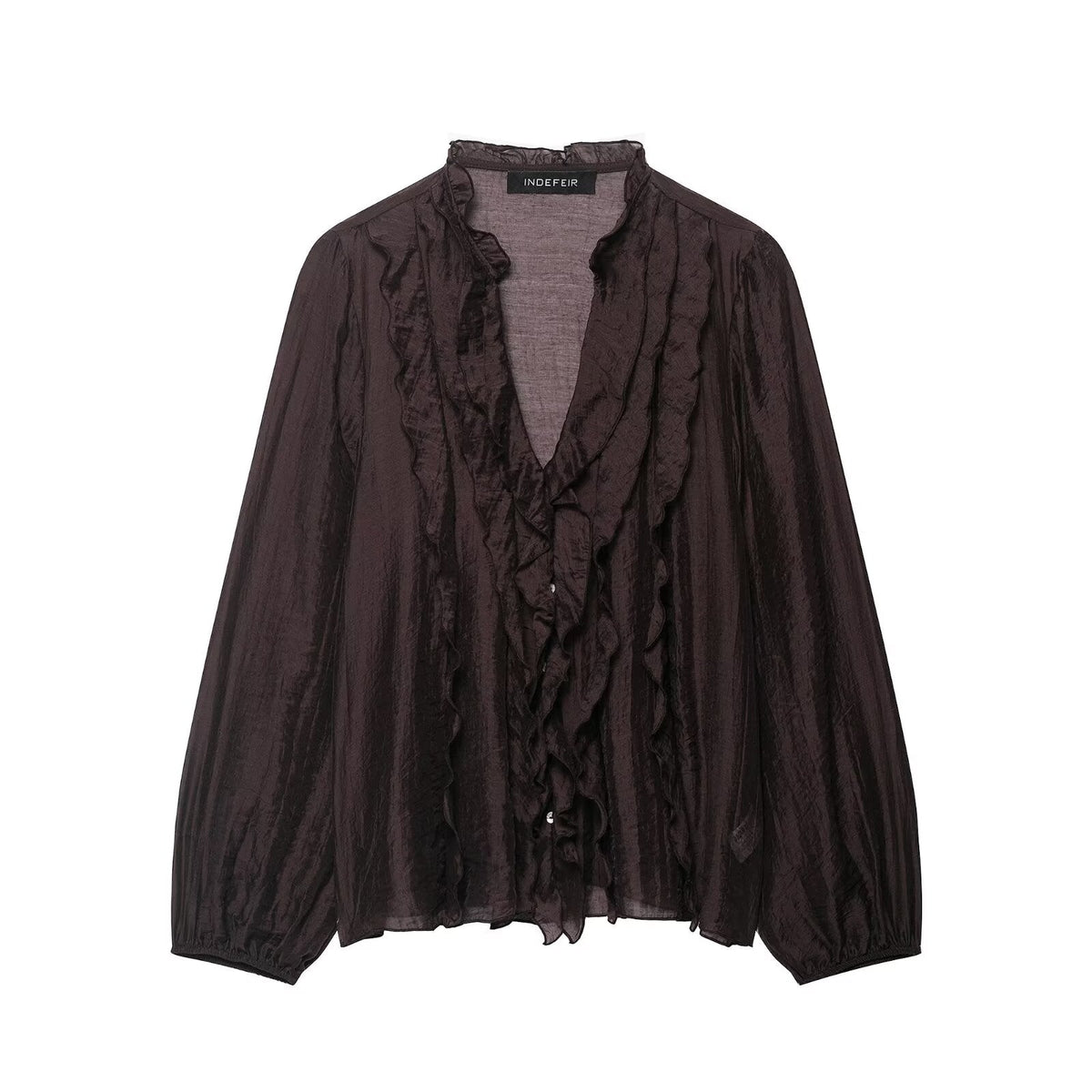 Laminated Detail Long Sleeve Elegant Shirt