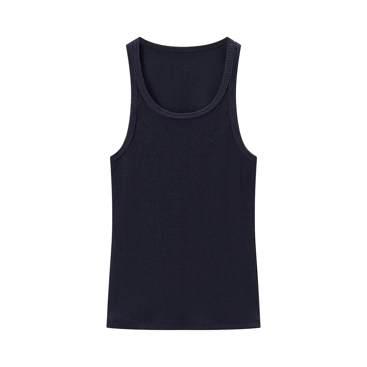 Round Neck Sleeveless Ribbed Sling Cami Top