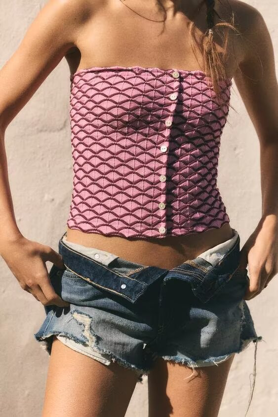 Sexy Knitted Jacquard Tube Top