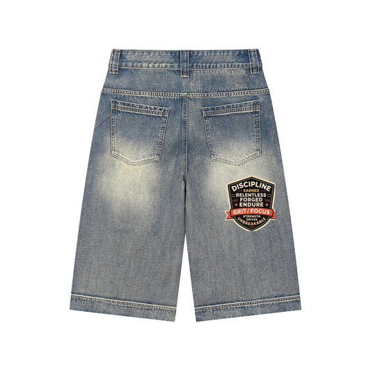 Vintage Wash Baggy Denim Shorts