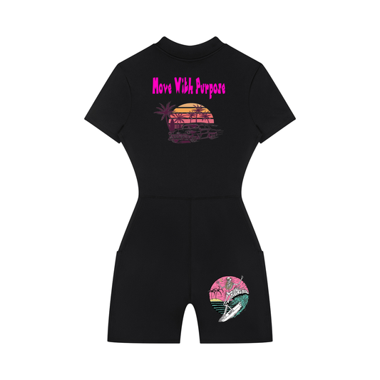 Women's Quarter-Zip Short Sleeve Romper