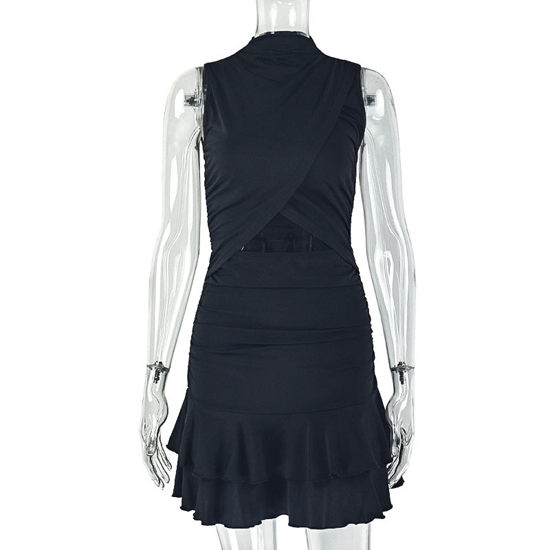 Cutout Ruched A-Line Mini Dress