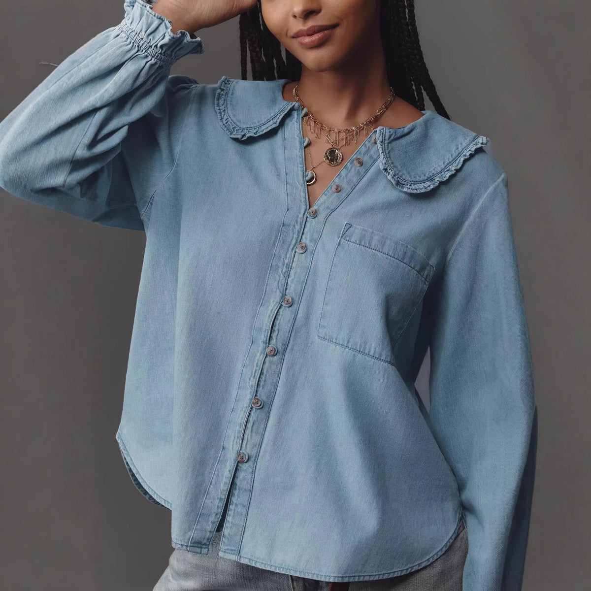 Retro Lightweight Denim Long Sleeve Shirt