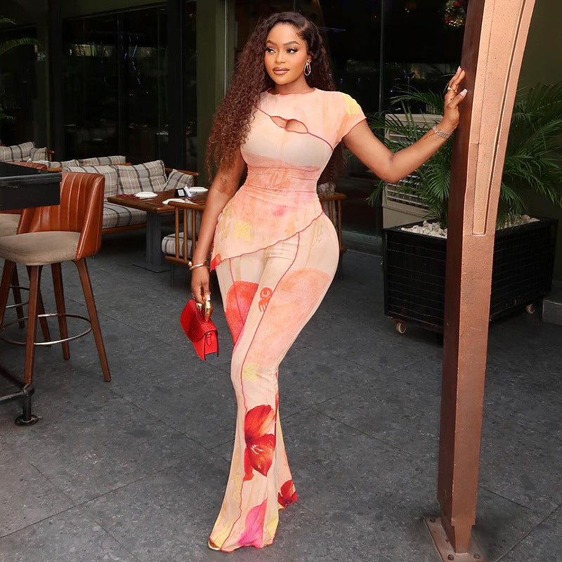 Floral Asymmetric Two-Piece Set