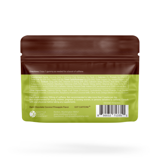 Mocca Shots Energy Gummies with Caffeine Coconut Pineapple 12-Pack