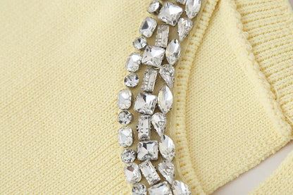 Jewelry Inlaid Plain Stitch Casual Top