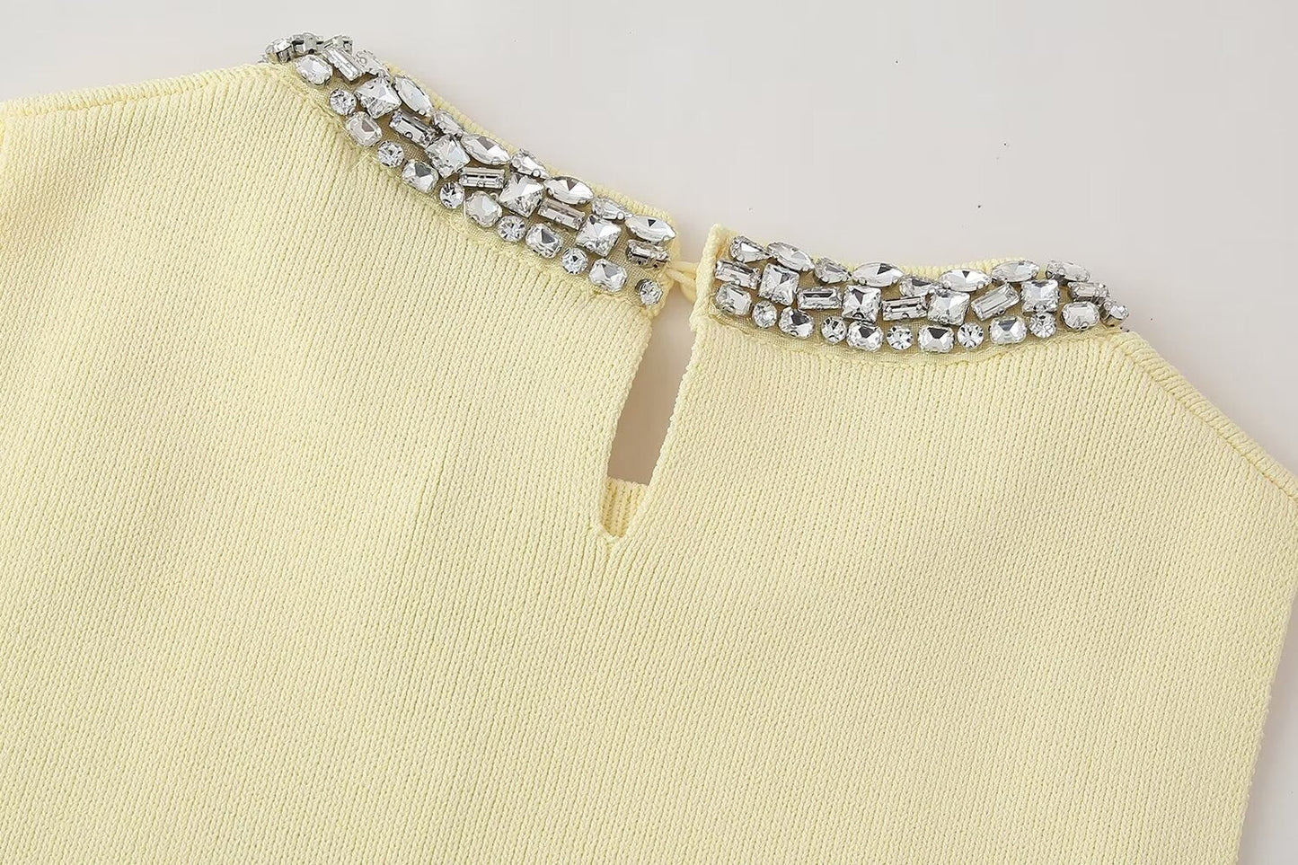 Jewelry Inlaid Plain Stitch Casual Top