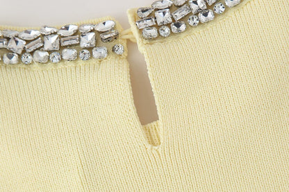Jewelry Inlaid Plain Stitch Casual Top