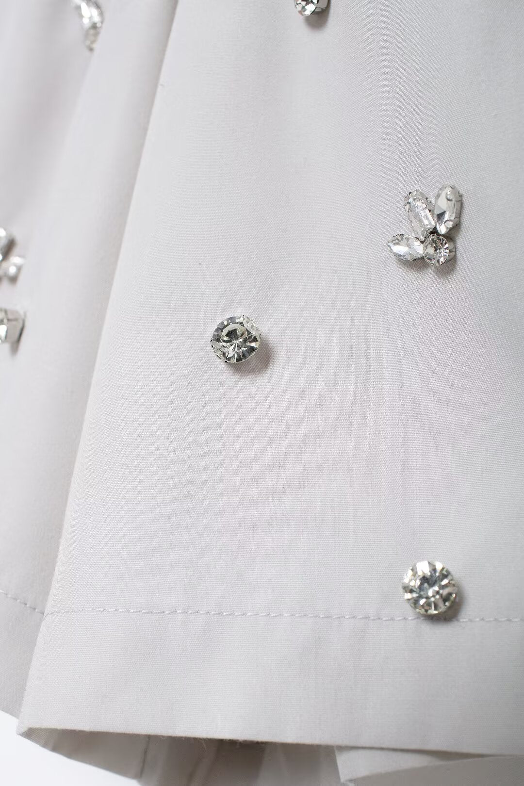 Rhinestone Button Office Top & Shorts Set
