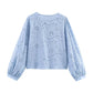 Hollow-Out Embroidered Long Sleeve Blouse