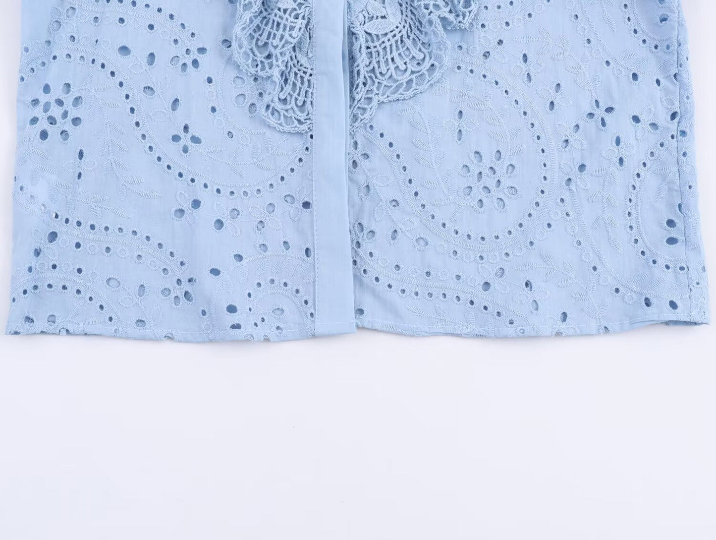Hollow-Out Embroidered Long Sleeve Blouse