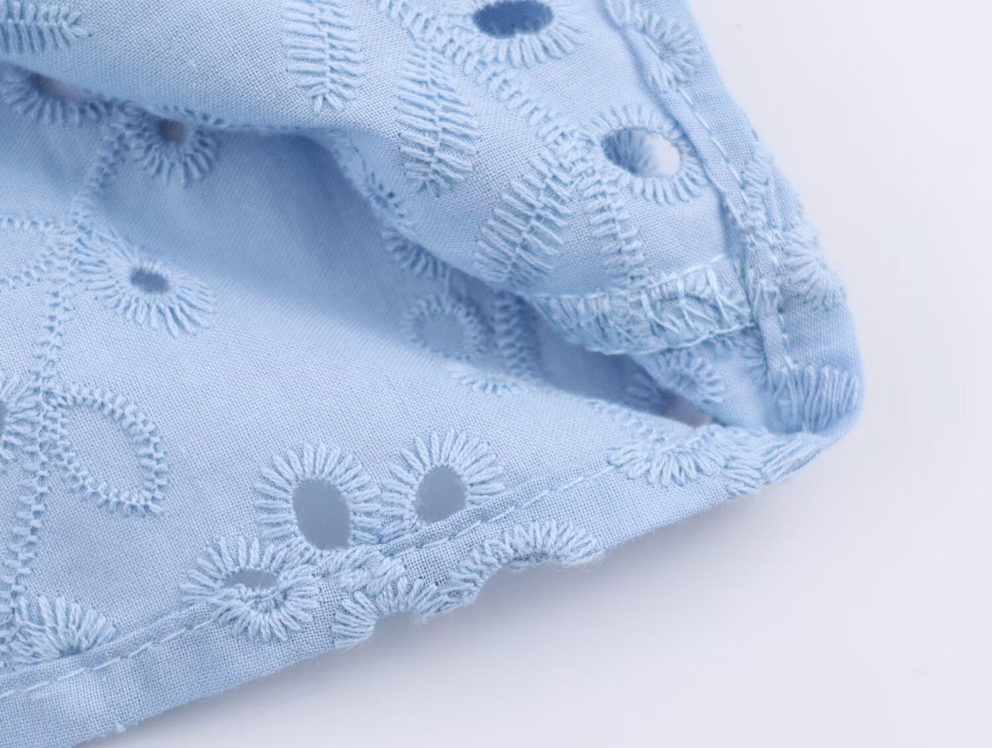 Hollow-Out Embroidered Long Sleeve Blouse