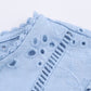 Hollow-Out Embroidered Long Sleeve Blouse