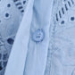Hollow-Out Embroidered Long Sleeve Blouse