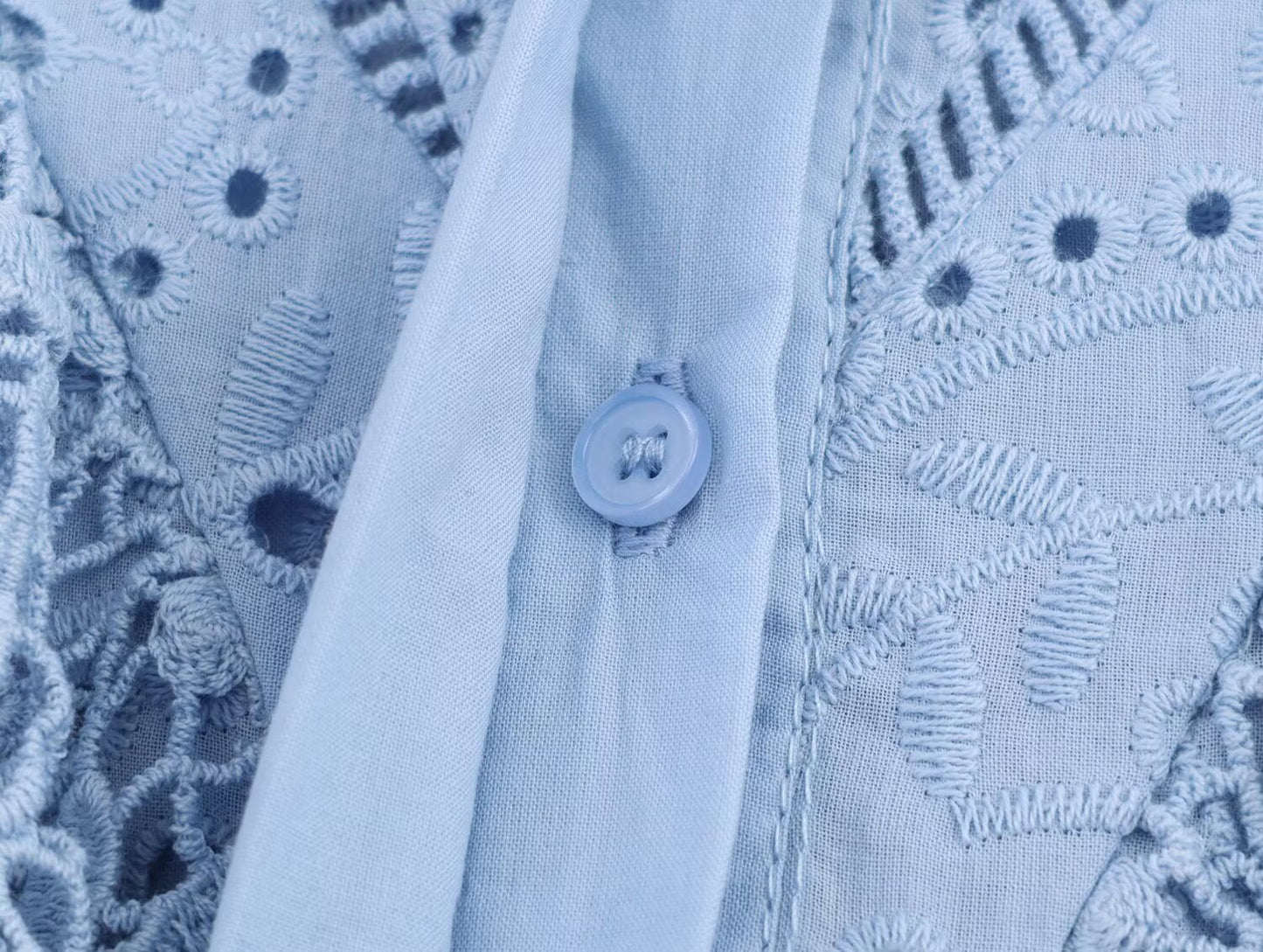 Hollow-Out Embroidered Long Sleeve Blouse