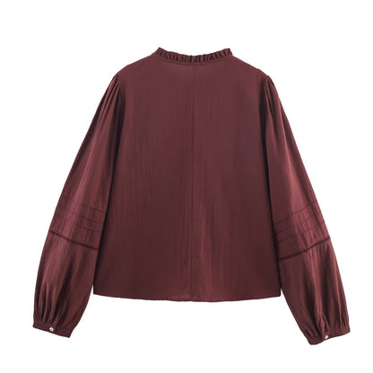 Chest Embroidered Casual Long Sleeve Shirt