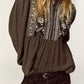 Ethnic Chest Embroidered Cotton Boho Blouse