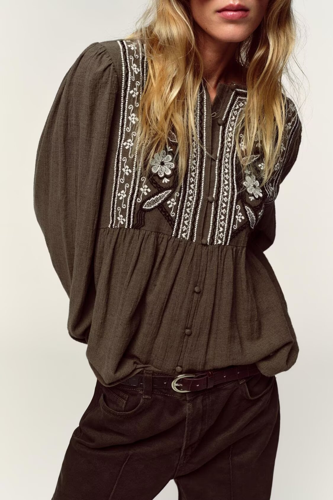 Ethnic Chest Embroidered Cotton Boho Blouse