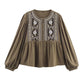 Ethnic Chest Embroidered Cotton Boho Blouse