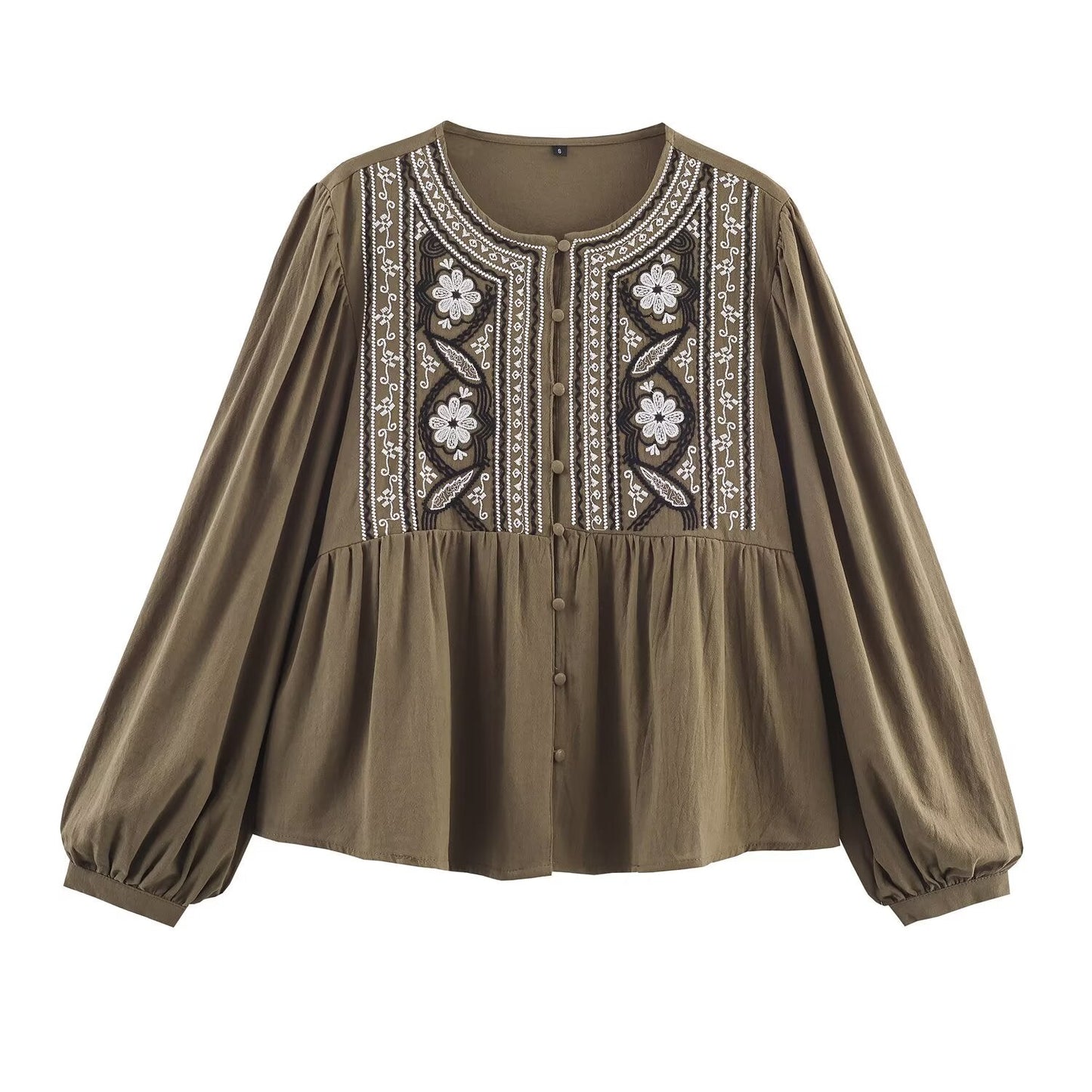 Ethnic Chest Embroidered Cotton Boho Blouse