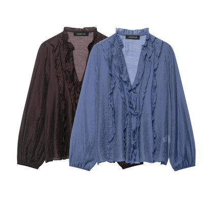 Laminated Detail Long Sleeve Elegant Shirt