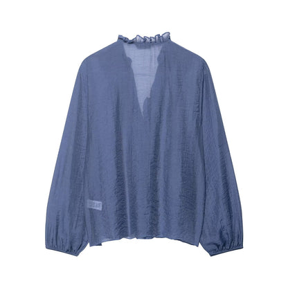 Laminated Detail Long Sleeve Elegant Shirt