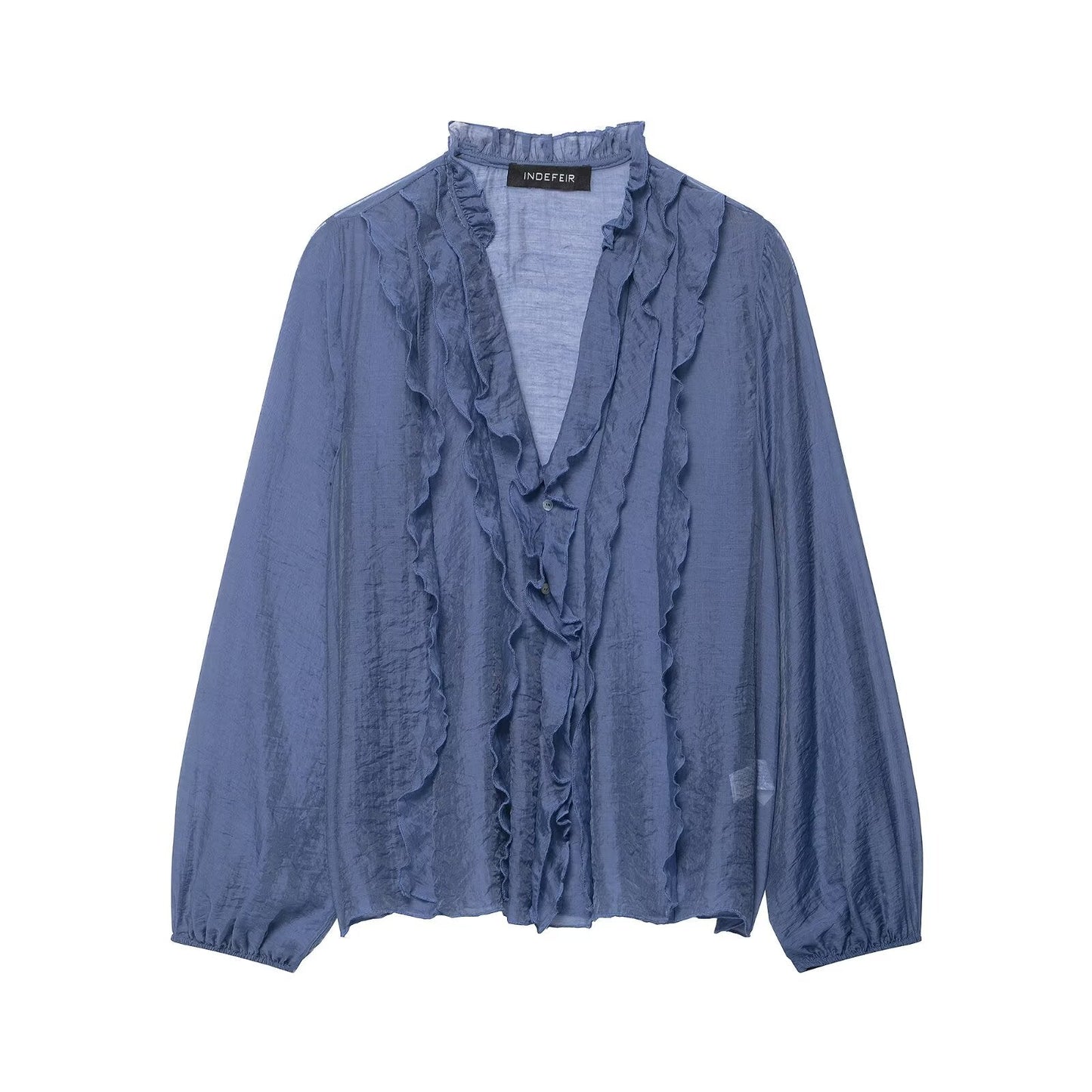 Laminated Detail Long Sleeve Elegant Shirt