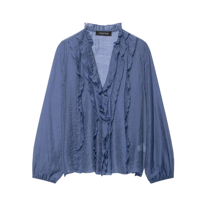 Laminated Detail Long Sleeve Elegant Shirt