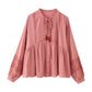 Contrast Color Embroidered Long Sleeve Shirt