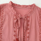 Contrast Color Embroidered Long Sleeve Shirt