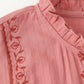 Contrast Color Embroidered Long Sleeve Shirt