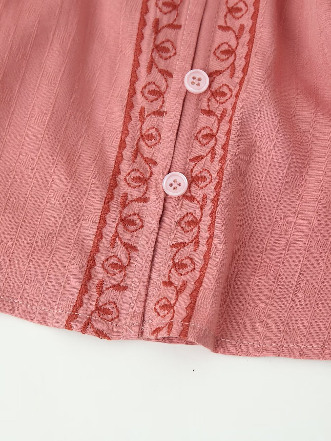 Contrast Color Embroidered Long Sleeve Shirt