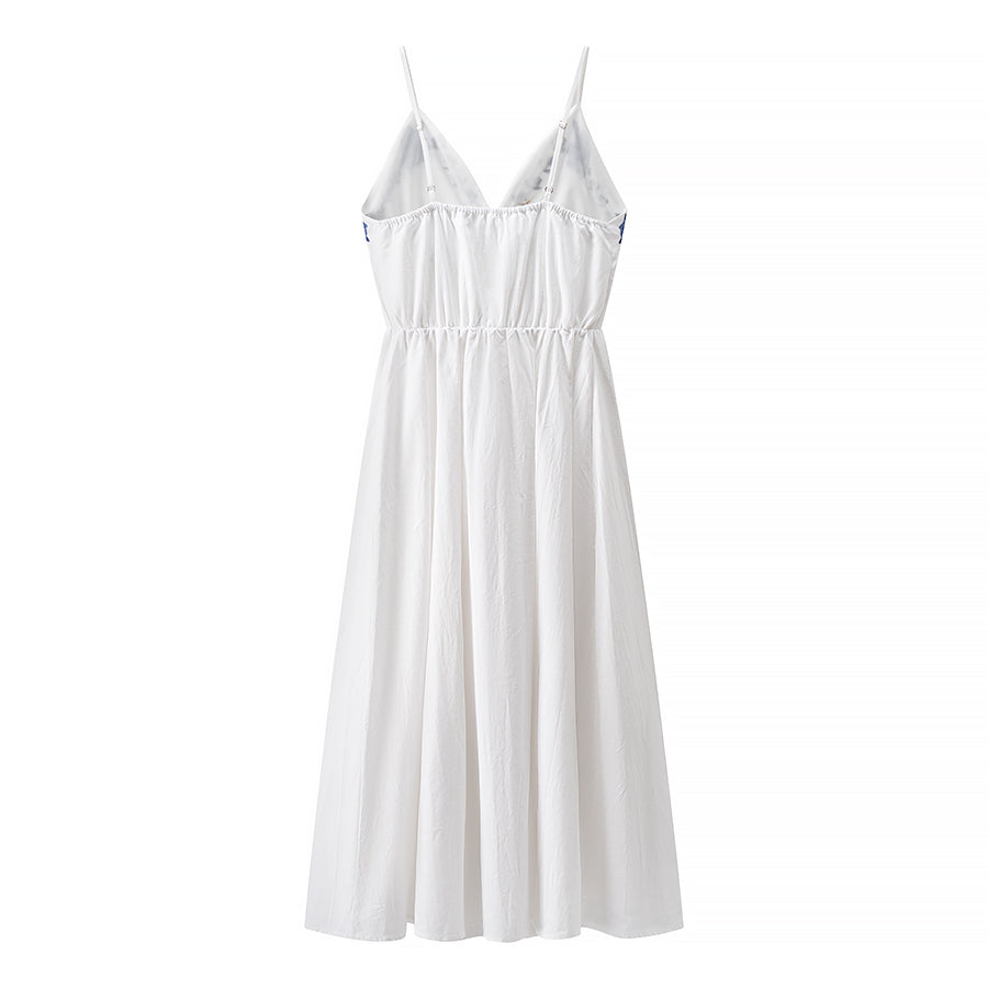 Embroidered Heavy Industry Vacation Maxi Vest Dress