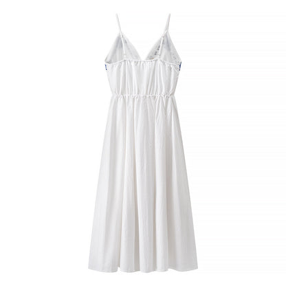 Embroidered Heavy Industry Vacation Maxi Vest Dress
