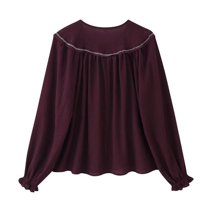 Beaded Embroidered Long Sleeve Casual Shirt