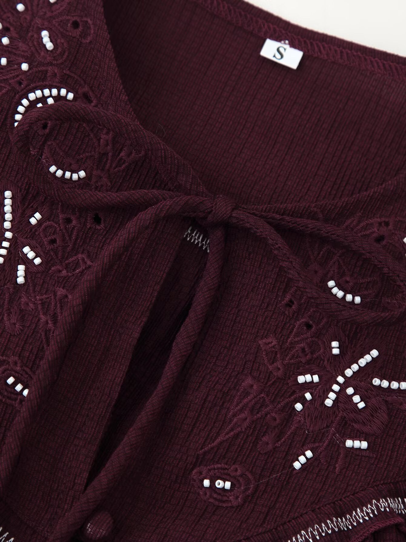 Beaded Embroidered Long Sleeve Casual Shirt