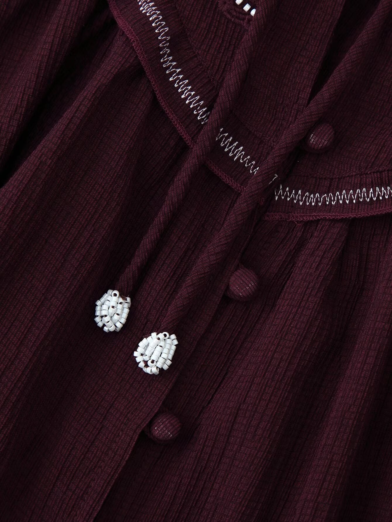 Beaded Embroidered Long Sleeve Casual Shirt