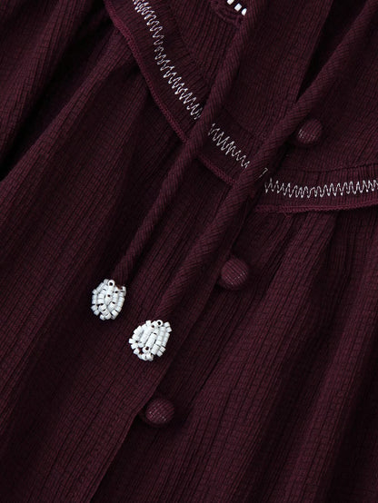 Beaded Embroidered Long Sleeve Casual Shirt