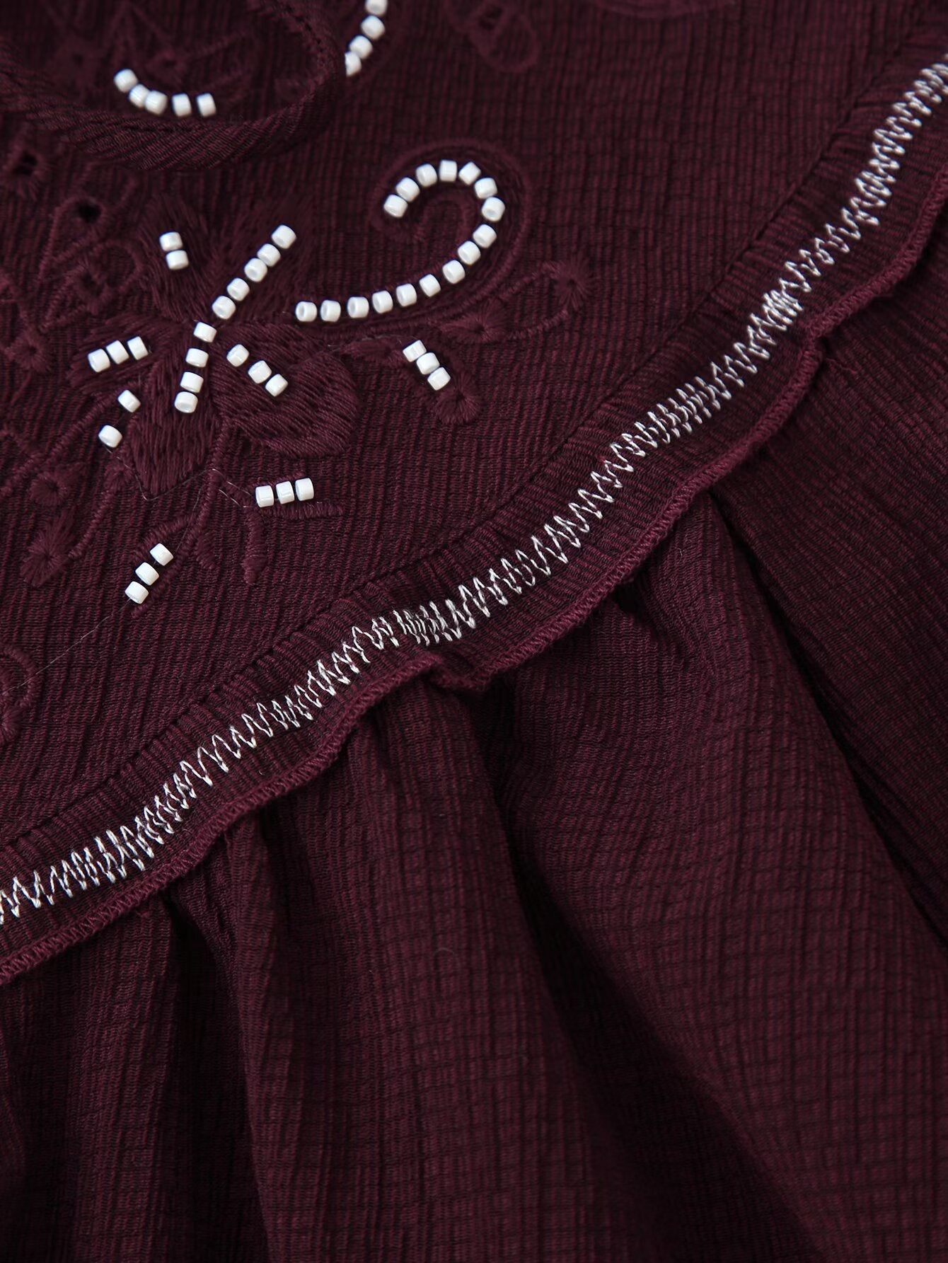 Beaded Embroidered Long Sleeve Casual Shirt
