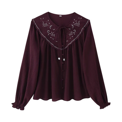 Beaded Embroidered Long Sleeve Casual Shirt