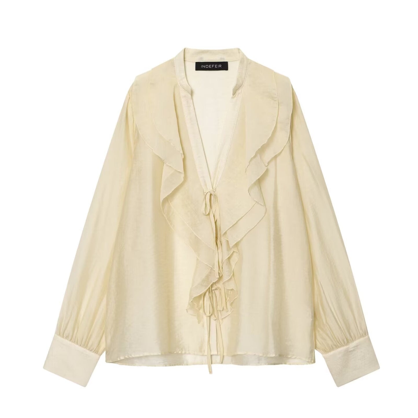 Bow Detail Laminated Finish Shirt