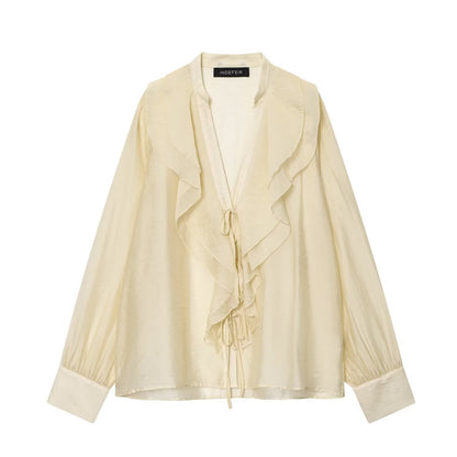 Bow Detail Laminated Finish Shirt