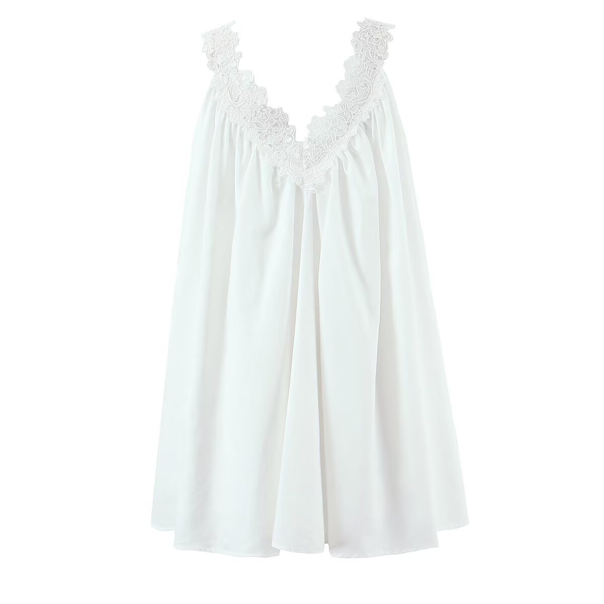 V-Neck Lace Ruffle Sleeveless Bodycon Dress