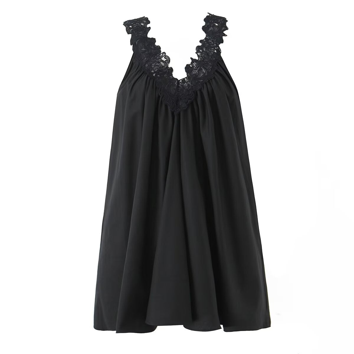 V-Neck Lace Ruffle Sleeveless Bodycon Dress