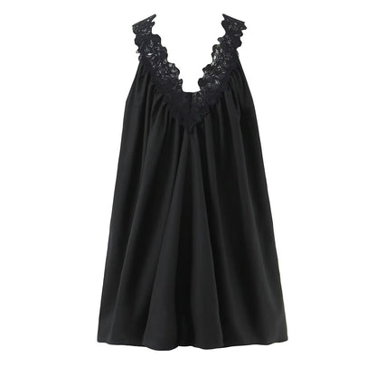 V-Neck Lace Ruffle Sleeveless Bodycon Dress