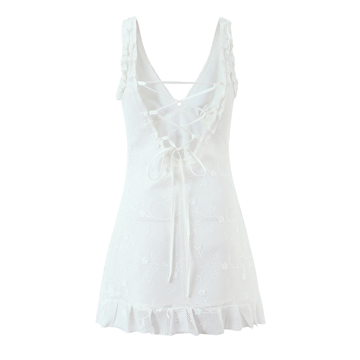 Mesh Embroidered Vest Bodycon Dress