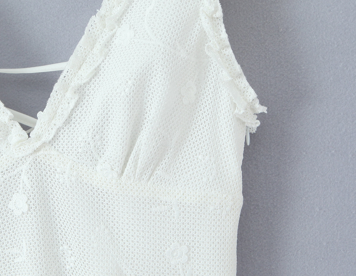 Mesh Embroidered Vest Bodycon Dress