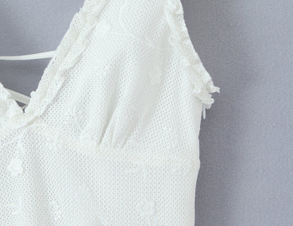 Mesh Embroidered Vest Bodycon Dress