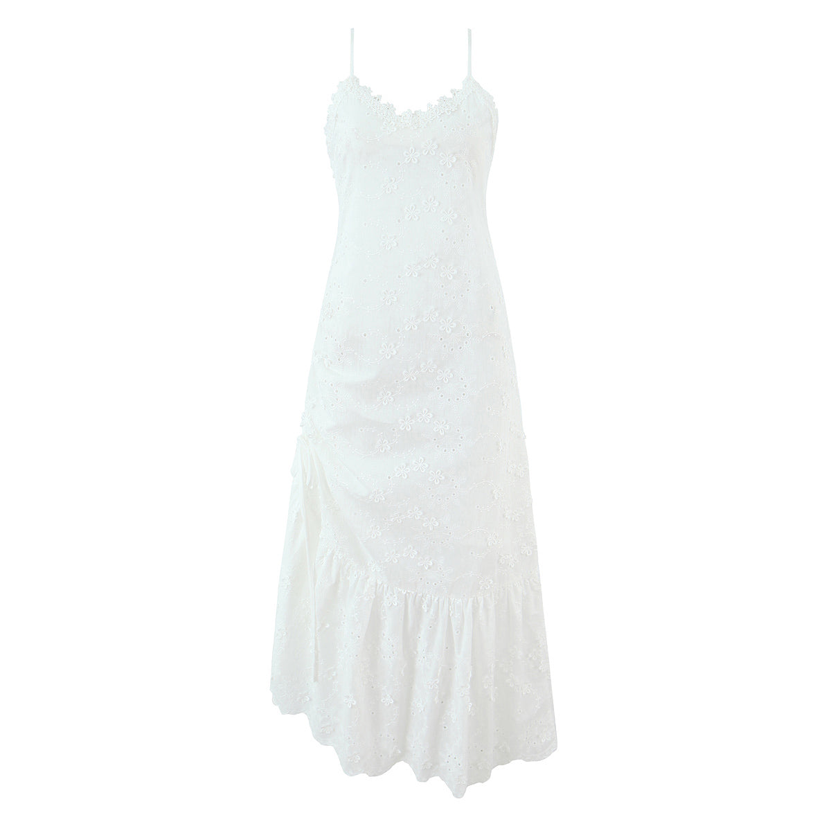 Exquisite Floral Embroidered Spaghetti Strap Dress