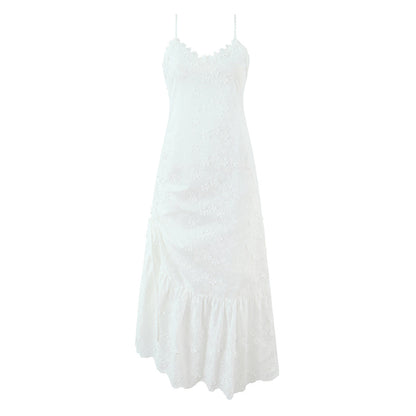 Exquisite Floral Embroidered Spaghetti Strap Dress